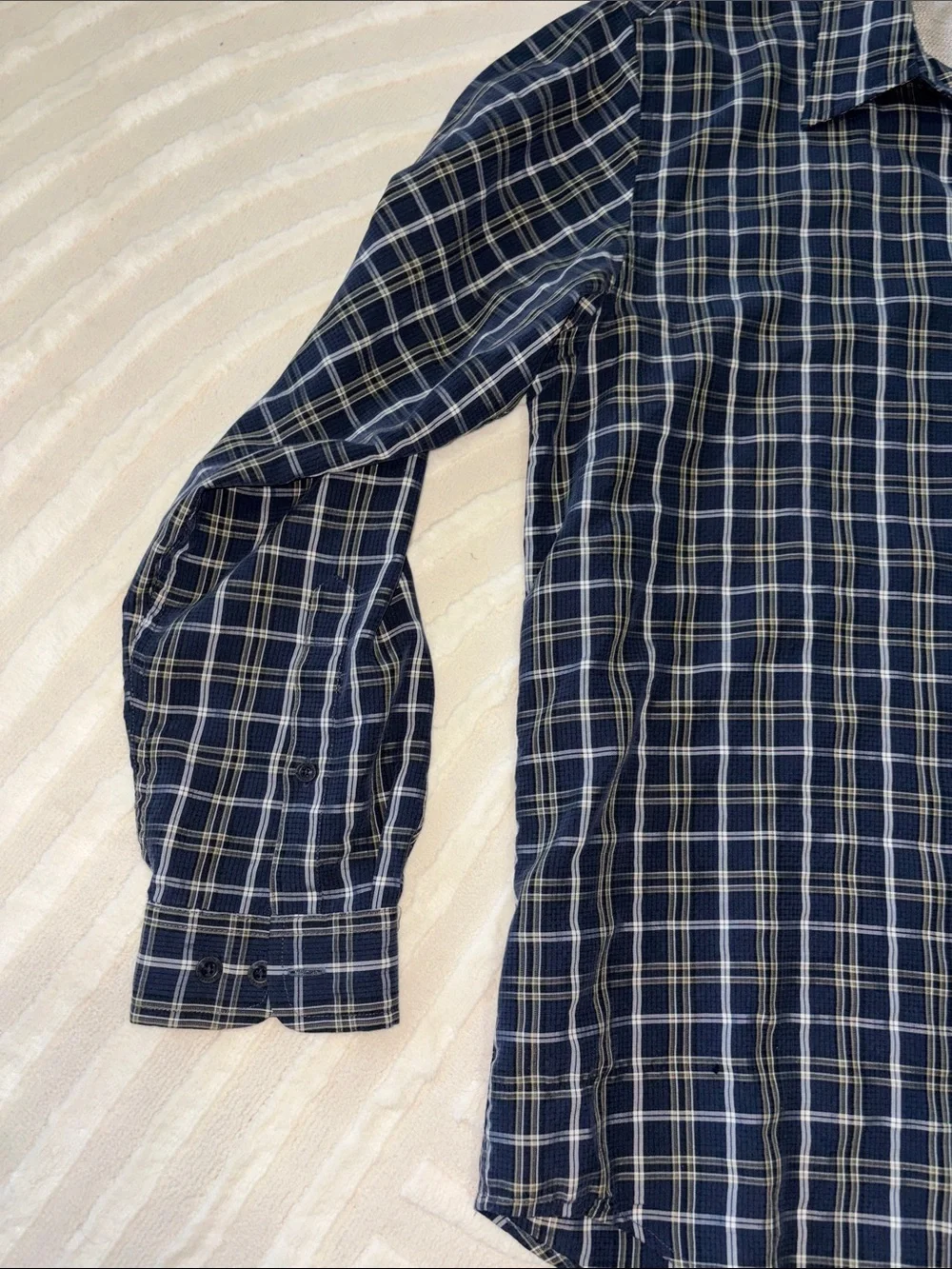 The North Face Navy and White Plaid Button-Down Shirt